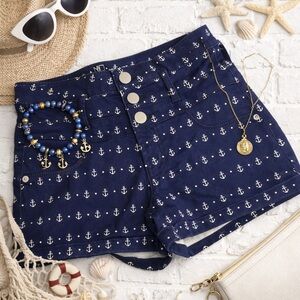 Juniors NoBo Shorts 3 Nautical Anchor Labor Day Navy Perfect for Vacation